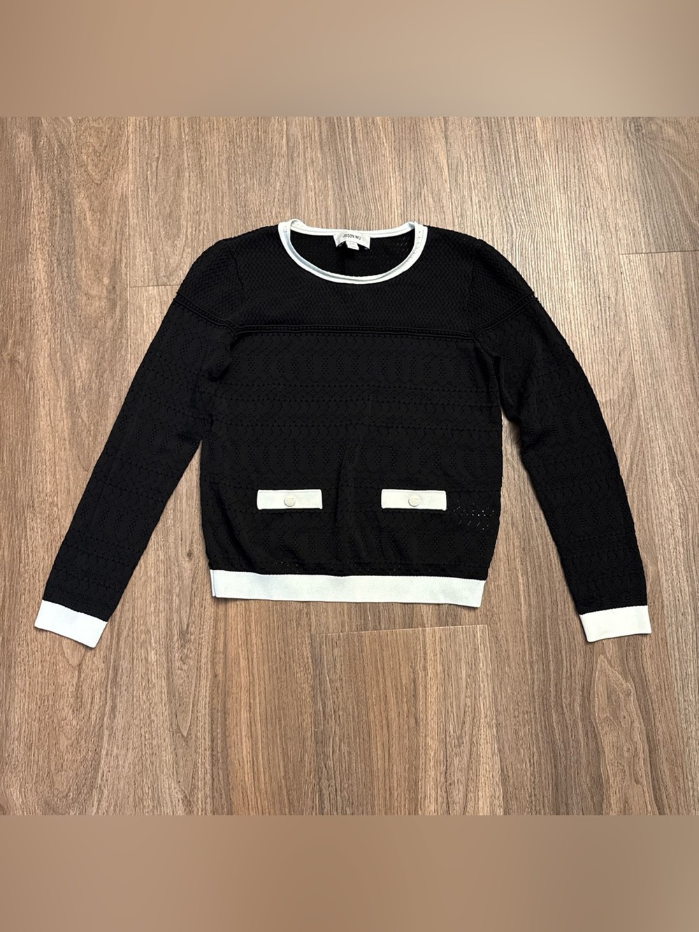Jason Wu knit pointelle pullover sweater black-and-white medium
$619 retail